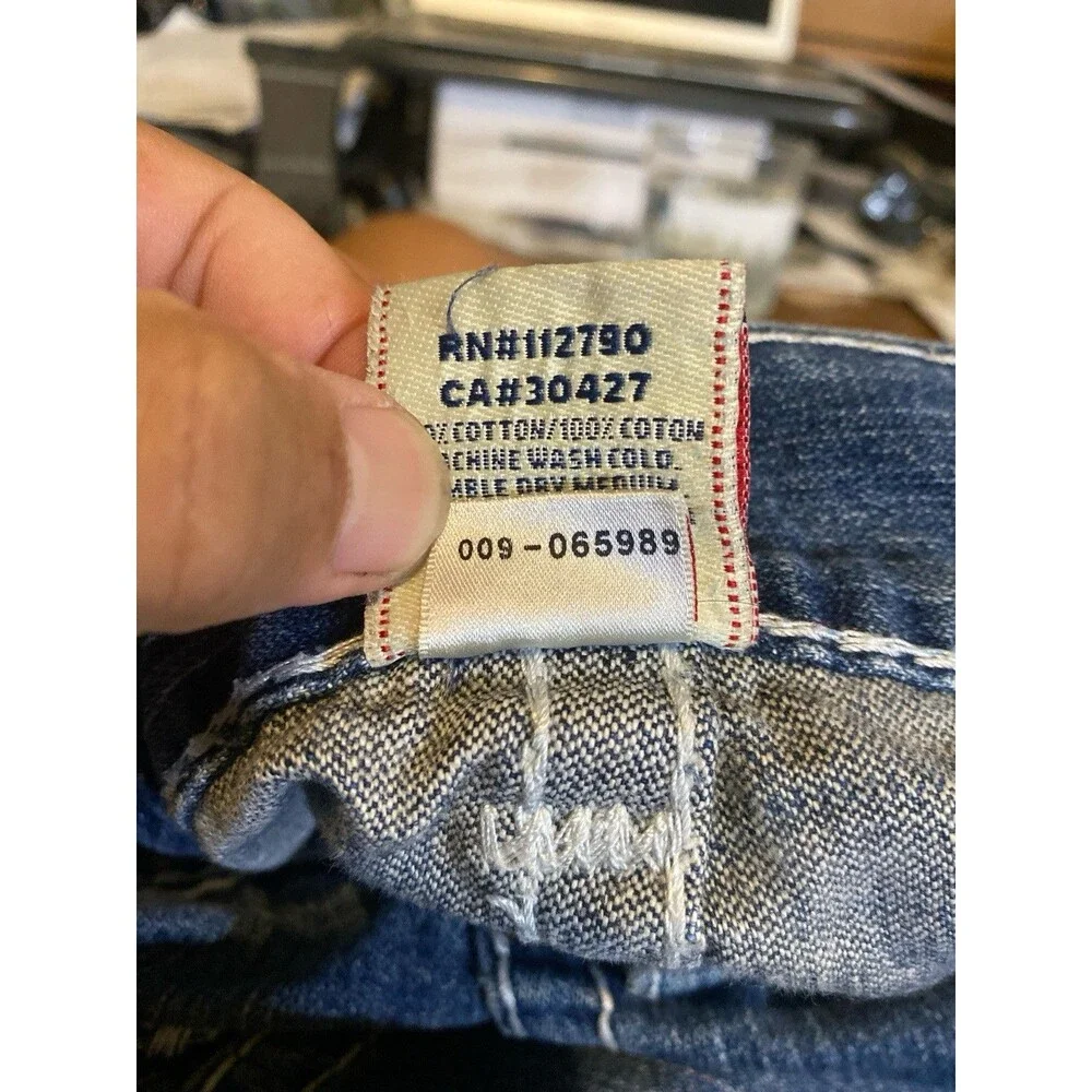 VTG True Religion Bobby Super T Jeans 38x26.5 Made in USA Thick White Stitch Y2K